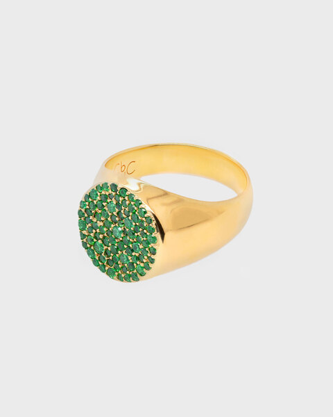 Multi Stone Signet Ring Guld/grön 1