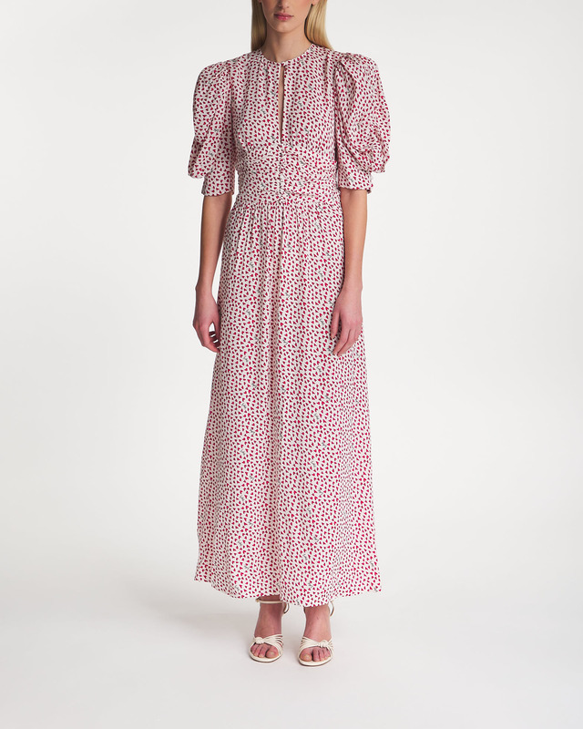ROTATE Birger Christensen Maxi Klänning Printed Flowy Vit/rosa 42