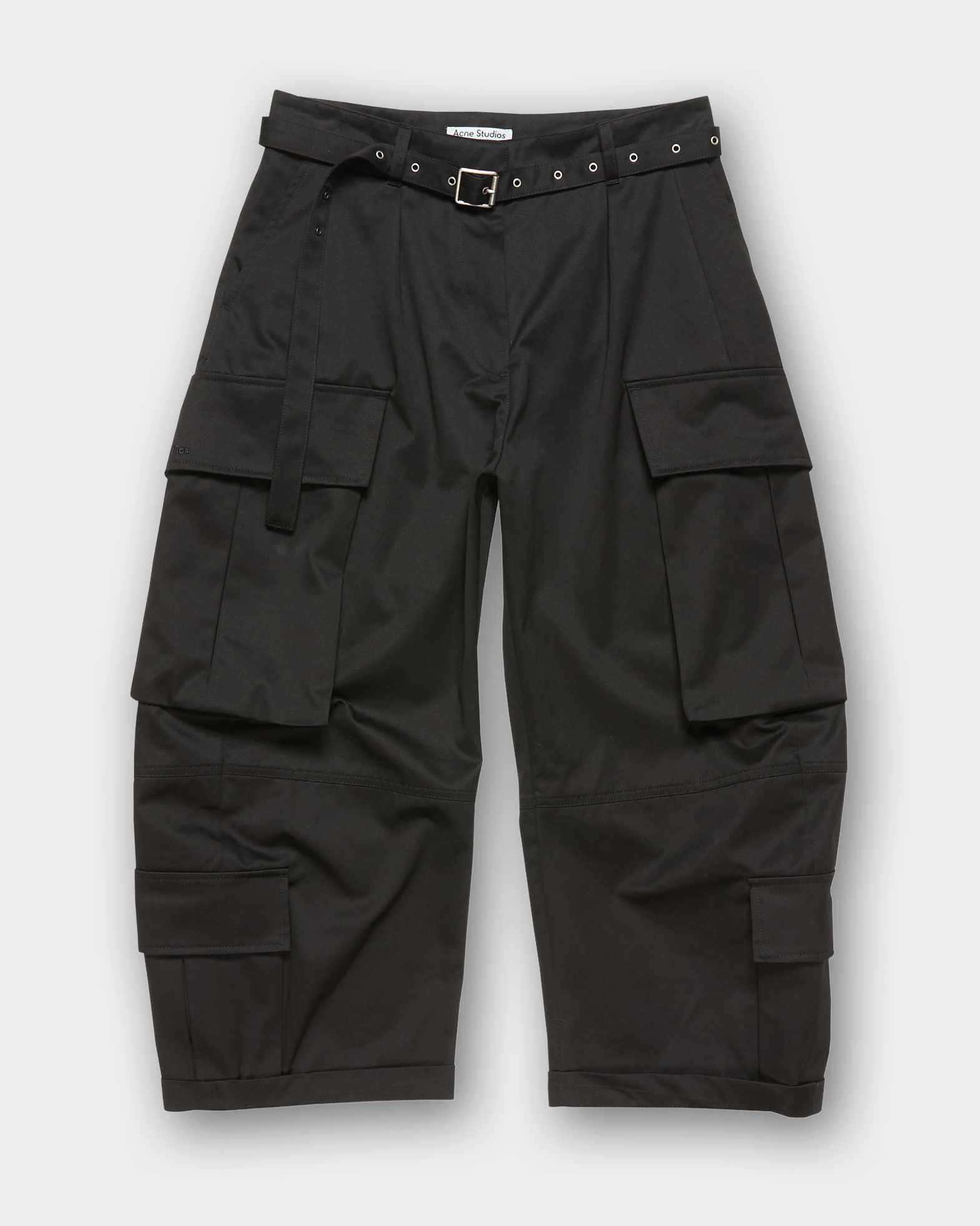 Acne Studios Women's Black Trousers Belted Cargo 36