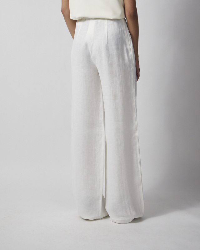 Max Mara Studio Bukser Linen Twill Natural IT 44 (EUR M-L)