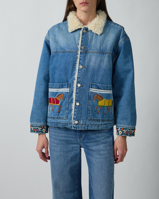 Found Jakke Horse Equine Denim Work Vintage Blue M