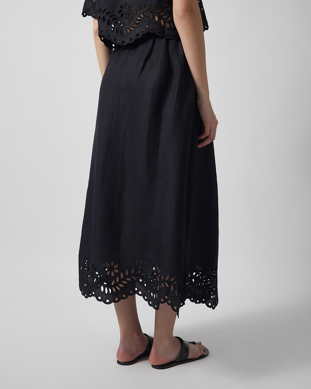 Malina Skirt Chara Maxi  Broderie Anglais Black 40