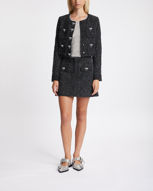 Self-Portrait Skirt Mini Textured Denim Black UK 6 (EUR 34)