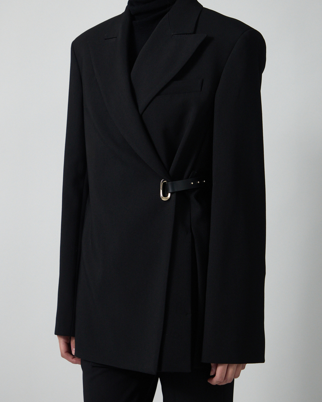 Sportmax Jakke Tailored Leather Belt Detail Black IT 48 (EUR L-XL)