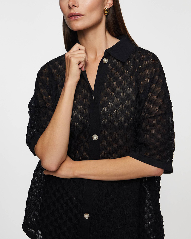 Malina Skjorta Moa Knitted  Svart XL