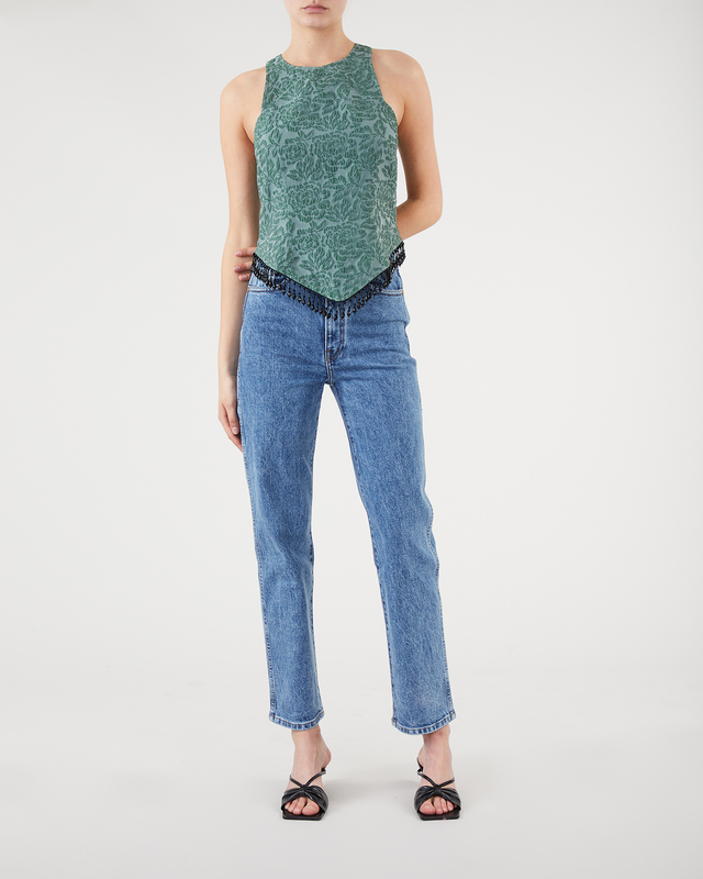 Ganni Jacquard Organza Bead Top Grön 40