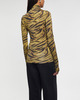 GANNI Topp Printed Shiny Jersey Turtleneck Khaki 38