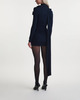 Magda Butrym Dress Long Sleeve Wrap Neck Mini Navy FR 40 (EUR 38)