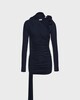 Magda Butrym Dress Long Sleeve Wrap Neck Mini Navy FR 40 (EUR 38)