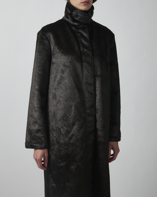 Malina Frakke Phoebe Faux Pony Hair Long Black 36