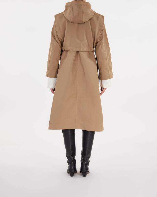 Ganni Coat Heavy Twill Oversized  Beige/brun XXS/XS
