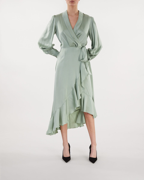 Klänning Silk Wrap Midi Grön 2