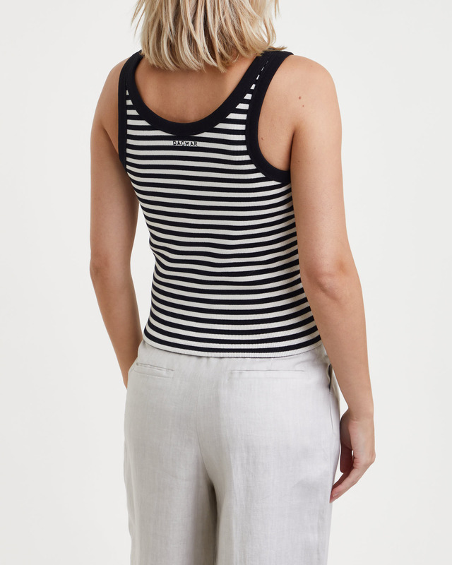 Dagmar Top Ribbed Tank Svart/vit L