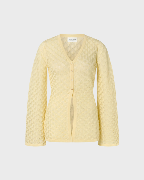 Kofta Ayla Pointelle Knitted Light Yellow 1