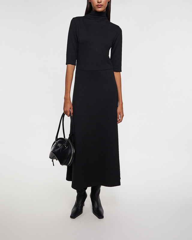 Vince Dress Elbow-Sleeve Turtleneck Black L