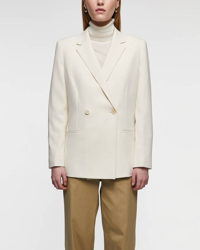 Theory Kavaj Relaxed Double-Breasted Crepe Beige US 8 (EUR 40)