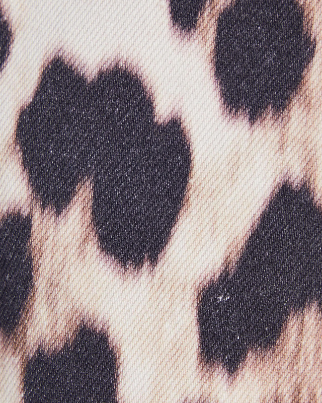 Ganni Skirt Print Denim High Waist Leopard 36