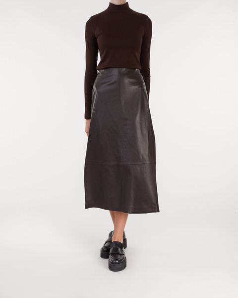 Kjol Leather Straight Skirt Hickory 2