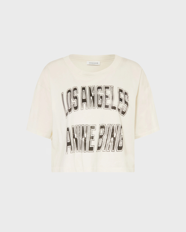 Anine Bing T-skjorte Johnny Cropped Ecru XS