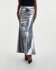 ROTATE Birger Christensen Skirt Metallic Maxi Train Silver 36