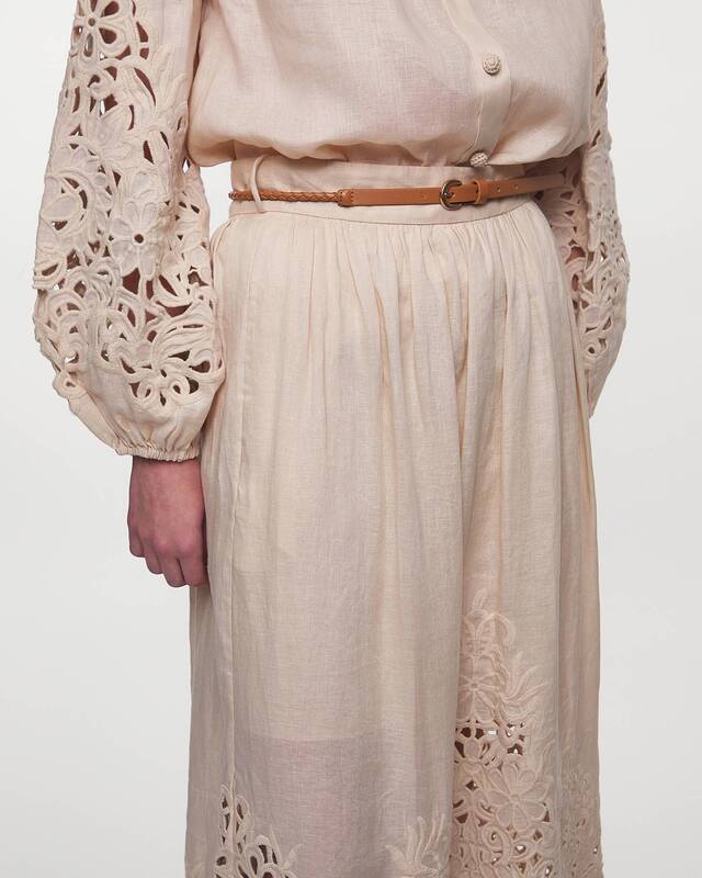 Zimmermann Skirt Wylie Embroidered Midi  Creme 1 (S-M)