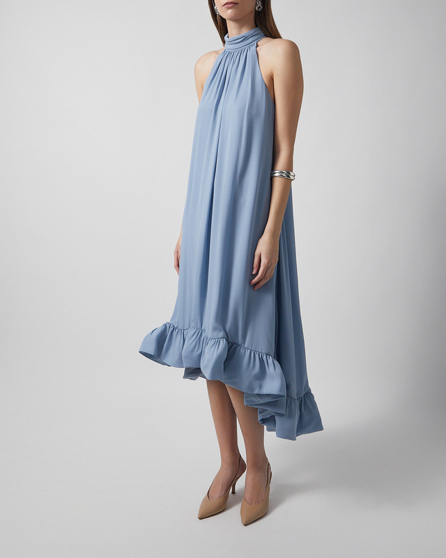 Malina Dress Sabrina Halterneck Ruffled Midi Sky S