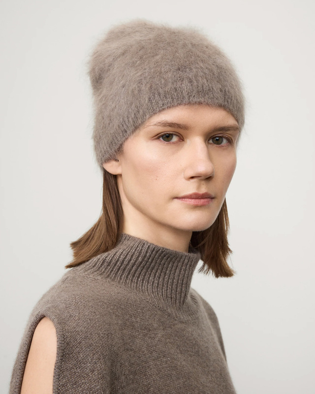 LISA YANG Mössa Brushed Beanie Cashmere  Brun ONESIZE