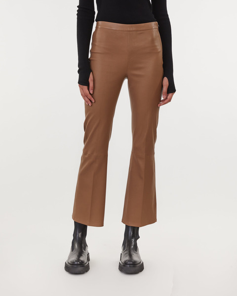 Leather pants Tyson Crop Flare  Chestnut 1