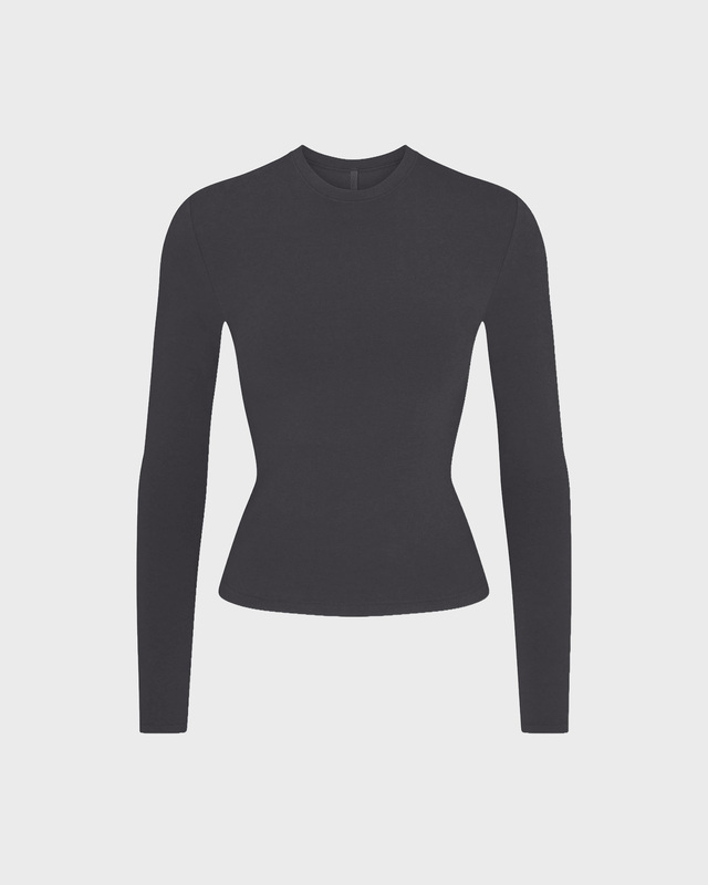 Skims T-shirt Cotton Jersey Long Sleeve Soot XL