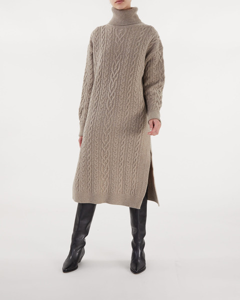 Knitted long sleeved dress Brown 2