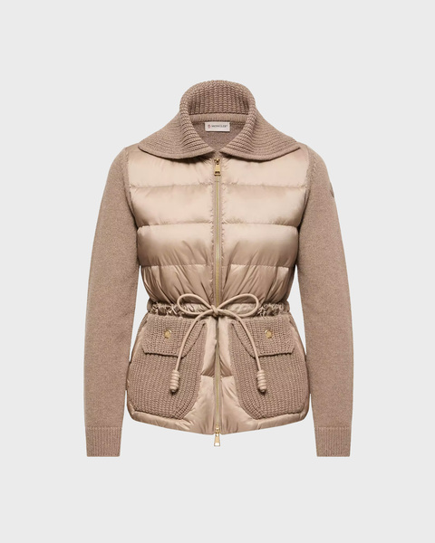 Cardigan Wool & Cashmere Blend Padded Zip-Up Beige 1