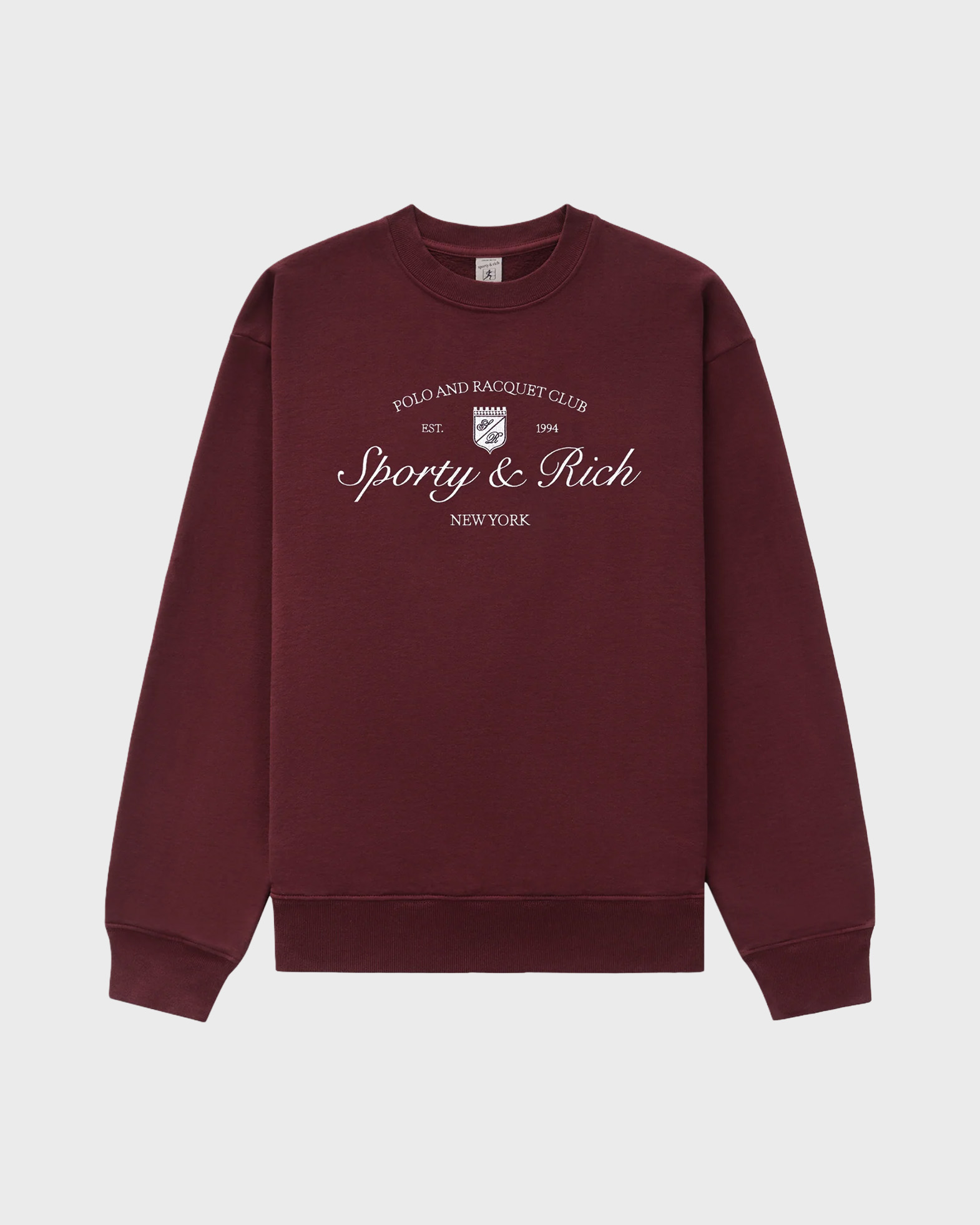Sporty And Rich Sporty & Rich Syracuse Embroidered Crewneck X-sm In Bordeaux