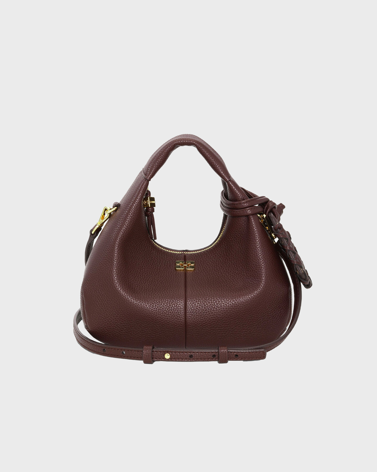 Ganni Bag Hobo Mini Grained In Brown