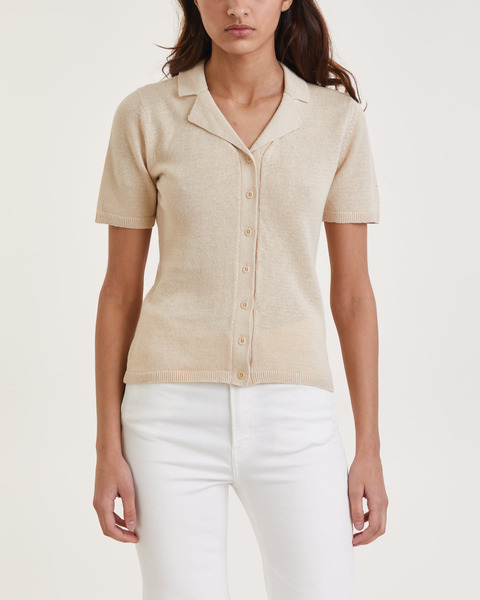 Top Cotton Linen Knit Beige 2