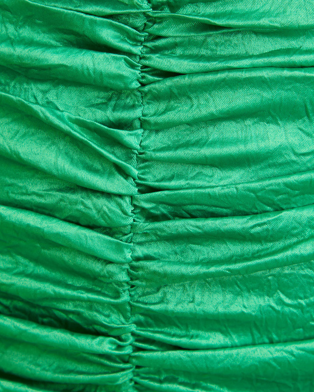 GANNI Klänning Crinkled Satin Gathered Midi Grön 34