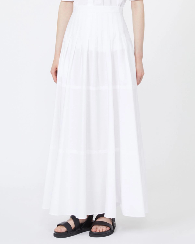 Max Mara Studio Skjørt Long Cotton Poplin White IT 44 (EUR M-L)
