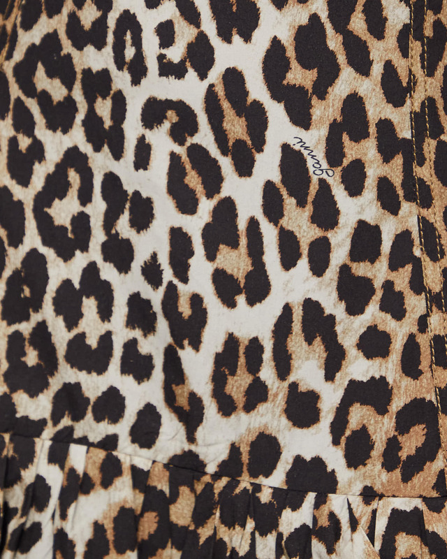 Ganni Dress Cotton Poplin Corset Mini Leopard 34