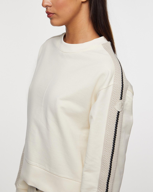 Moncler Sweatshirt Crochet Accent Cotton Natural M