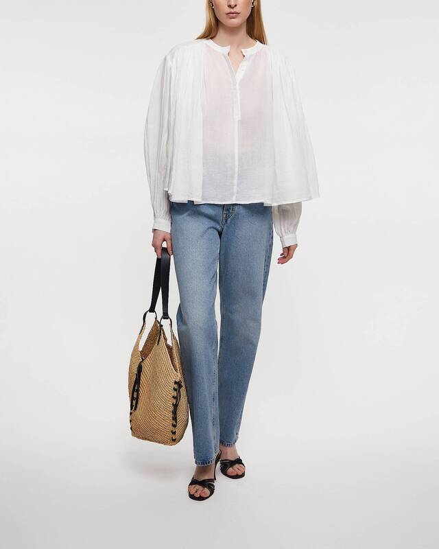 RÓHE Topp Pleated Ramie White 34