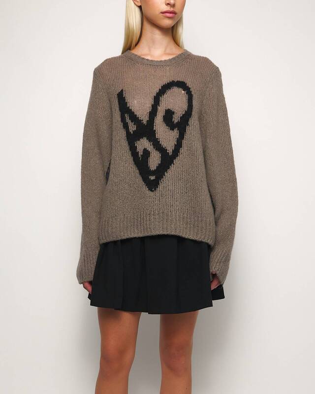 Acne Studios Sweater Relaxed Fit Deconstructed Heart  Taupe XS