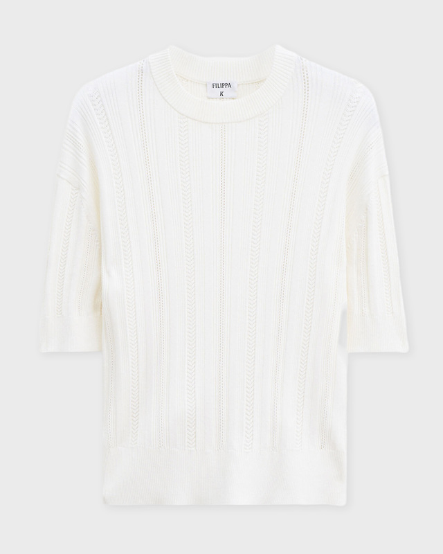 Filippa K T-shirt Braid Knit Pearl XL