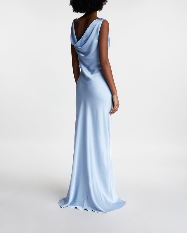 Malina Dress Leah Cowl Satin Maxi Ljusblå S