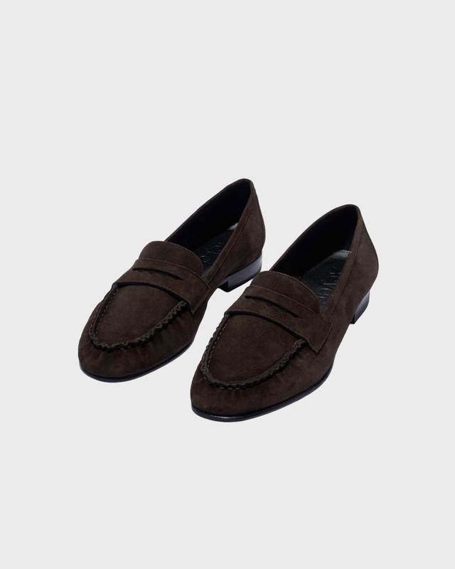 Aeyde Loafers Aldous Kid Suede Leather Dark Brown EUR 39