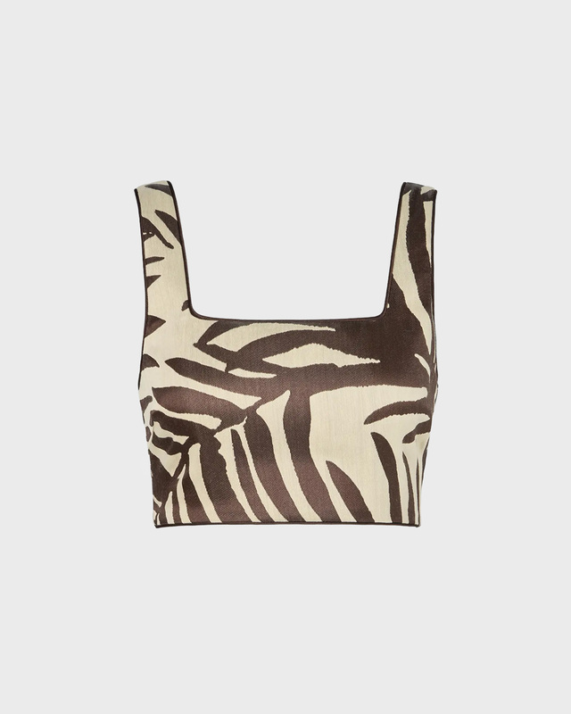 Malina Top Mereya Jacquard Cropped White/Brown 34