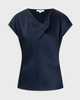 Vince Blouse Silk Cowl-Neck Blue XS