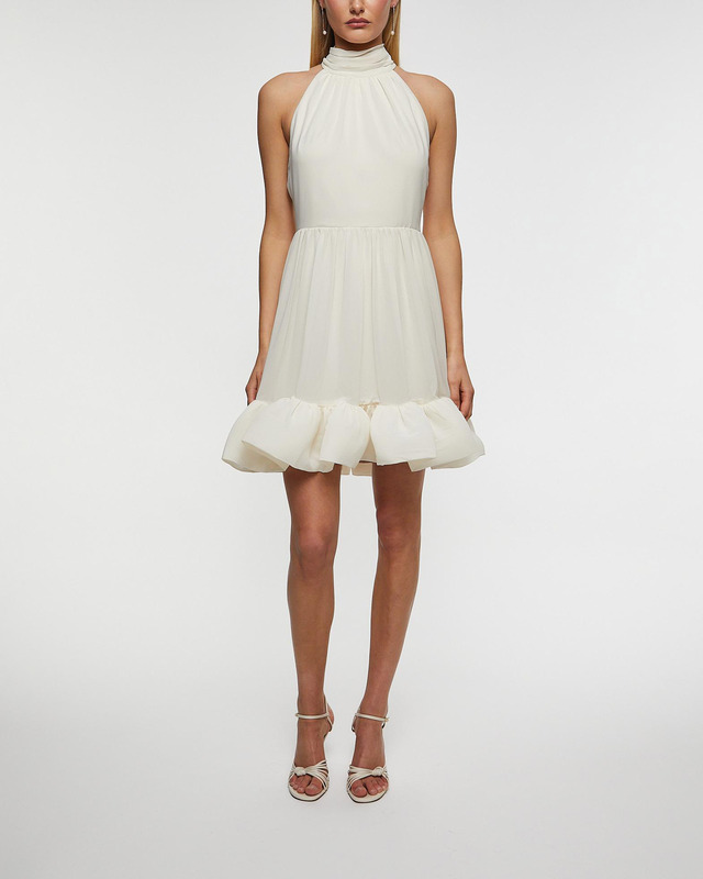 Malina Klänning Fern Halterneck Ruffled Mini Vit XS
