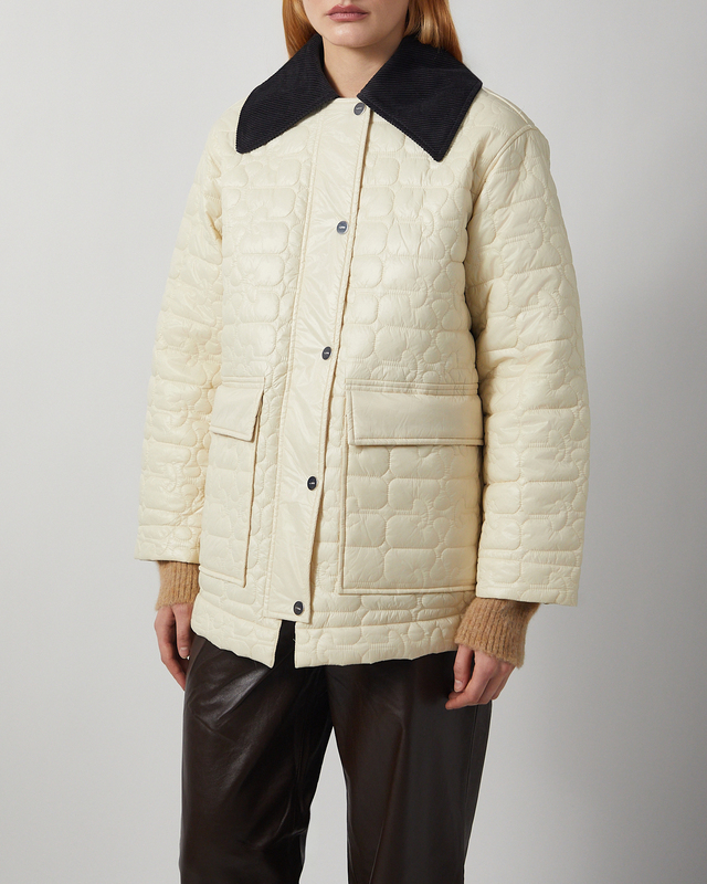 Ganni Jacket Shiny Quilt Creme L-XL