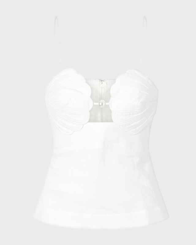 FARM Rio Blouse Shell Bust Peplum Offwhite M