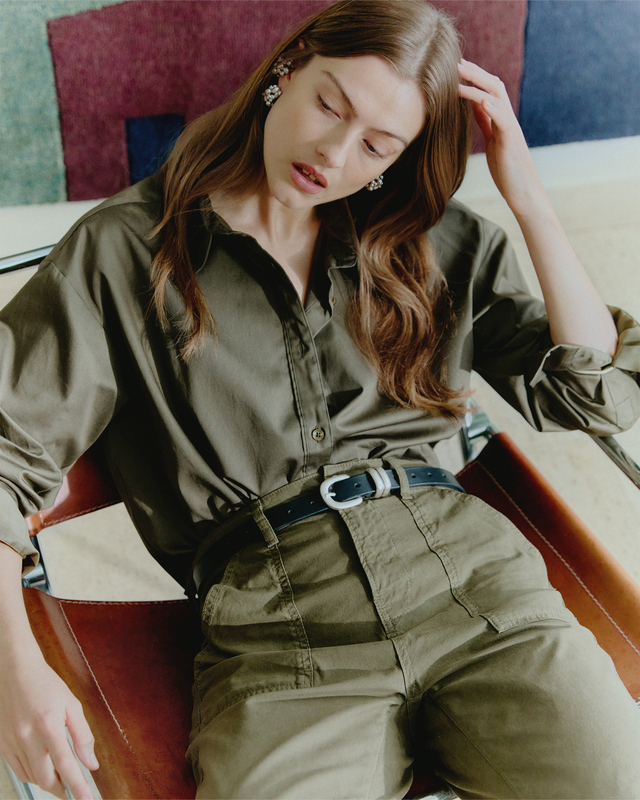 Wakakuu Icons Shirt Cutler Crop Organic Cotton Khaki green S