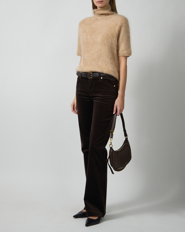 Soft Goat Striktrøje Brushed Short Sleeve Turtleneck Camel XL